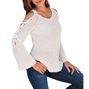 L.A HEARTS gray cropped cold sleeve sweater